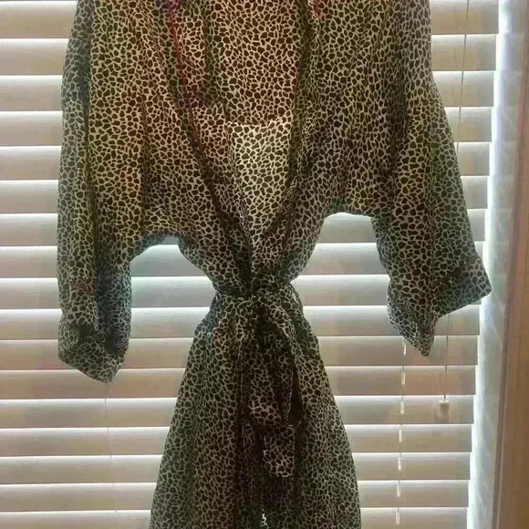 Animal Leopard Print Bath Robe Pink Trim size XL - Picture 8 of 9